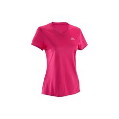 Koszulka do biegania krótki rękaw RUN DRY damska. Czerwone t-shirty damskie marki KALENJI, z materiału. Za 14,99 zł.