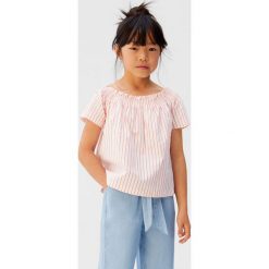 Mango Kids - Top dziecięcy Roses 110-164 cm. Białe bluzki dziewczęce Mango Kids, bez wzorów, z bawełny, bez kołnierzyka, z krótkim rękawem, krótkie, bez kaptura. Za 69,90 zł.