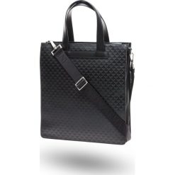 CZARNA TORBA BIZNESOWA EMPORIO ARMANI. Czarne torby męskie skórzane Emporio Armani, w paski, biznesowe, duże. Za 1044,50 zł.