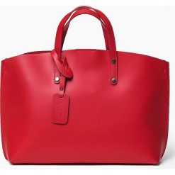Shopper bag damskie: Włoska Torebka Shopper Skórzana czerwona BLANCA