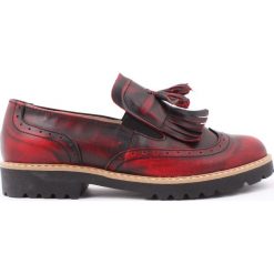 Półbuty - skóra naturalna - model 247 - kolor czarno-czerwony. Czerwone półbuty damskie Zapato, bez wzorów, ze skóry, bez obcasa, bez zapięcia. W wyprzedaży za 173,40 zł.