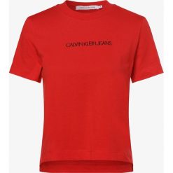 Calvin Klein Jeans - T-shirt damski, czerwony. Czerwone t-shirty damskie Calvin Klein Jeans, s, z nadrukiem, z jeansu, eleganckie, bez kołnierzyka. Za 139,95 zł.