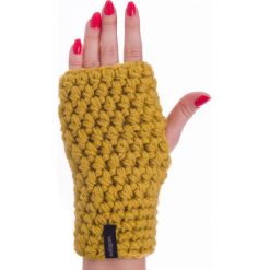 Rękawiczki damskie: Woox Mitenki Rękawiczki Damskie Bez Palców |Handmade| Żółte Koura Palmer – – – 8595564781547
