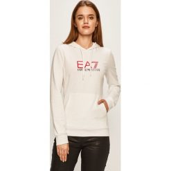EA7 Emporio Armani - Bluza. Białe bluzy damskie EA7 Emporio Armani, s, z nadrukiem, z elastanu, bez rękawów, z kapturem. Za 499,90 zł.