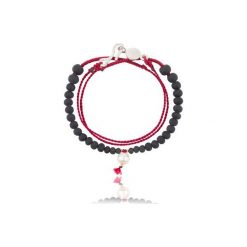 Bransoletka La Perla. Czerwone bransoletki damskie Aleksandra puchacz jewellery, z jedwabiu, z perłą. Za 225,00 zł.