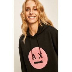 Armani Exchange - Bluza. Czarne bluzy damskie Armani Exchange, s, z aplikacjami, z elastanu, bez rękawów, z kapturem. Za 429,90 zł.