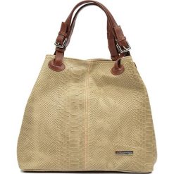 Shopper bag damskie: Skórzane torebka w kolorze fango – (S)30 x (W)37 x (G)16 cm