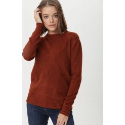 Brązowy Sweter Lowfield. Pomarańczowe swetry damskie Born2be, s, bez wzorów, klasyczne, z długim rękawem, długie, bez kaptura. Za 59,99 zł.