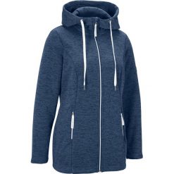 Bluza rozpinana z polaru, długi rękaw bonprix niebieski indygo - biel wełny. Niebieskie bluzy damskie bonprix, bez wzorów, z wełny, z długim rękawem, długie, z kapturem. Za 149,99 zł.
