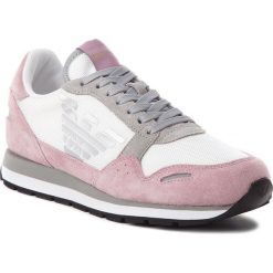 Sneakersy EMPORIO ARMANI - X3X058 XL481 B047 Rose/Grey. Białe półbuty damskie Emporio Armani, na co dzień, bez wzorów, z zamszu, bez obcasa, na płaskiej podeszwie, bez zapięcia. W wyprzedaży za 449,00 zł.