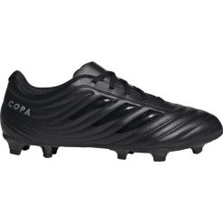 Buty piłkarskie adidas Copa 19.4 Fg M czarne F35497. Czarne buty sportowe męskie Adidas, ze skóry, bez zapięcia, do piłki nożnej. W wyprzedaży za 219,00 zł.