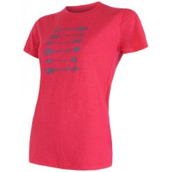 Sensor Koszulka Damska Merino Wool Arrows Magenta Xl. Czerwone bluzki sportowe damskie marki Sensor, xl, ze skóry, z krótkim rękawem. W wyprzedaży za 165,00 zł.