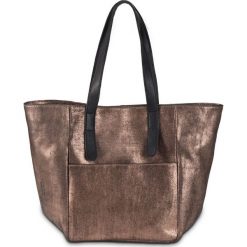 Shopper bag damskie: Torba shopper skórzana metaliczna bonprix czarno-brązowo-złoty