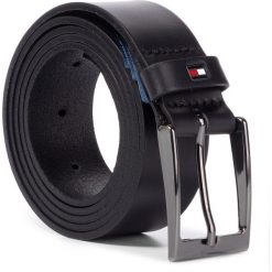 Pasek Męski TOMMY HILFIGER - Layton Leather Belt 3.5 AM0AM05085 BDS. Czarne paski męskie TOMMY HILFIGER, w paski, ze skóry. Za 179,00 zł.