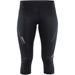 Craft Spodnie Essential Capri Black S. Czarne bryczesy damskie Craft, s, z materiału, na fitness i siłownię. W wyprzedaży za 159,00 zł.