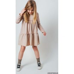 C a n dy DRESS beżowa. Brązowe sukienki dziewczęce marki Pakamera, z aplikacjami, z bawełny, z długim rękawem, długie, maxi. Za 139,00 zł.