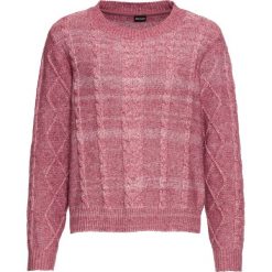 Sweter dzianinowy bonprix dymny malinowy melanż. Różowe swetry damskie bonprix, bez wzorów, z dzianiny, eleganckie, bez rękawów, bez kaptura. Za 99,99 zł.