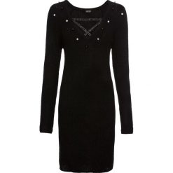 Sukienka dzianinowa z perełkami bonprix czarny. Sukienki damskie bonprix. Za 109,99 zł.