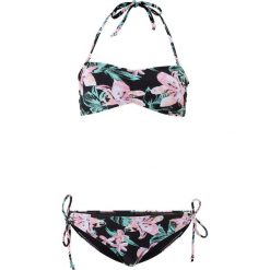 Bikini bandeau (2 części) bonprix czarny w kwiaty. Czarne stroje kąpielowe damskie bonprix, w kwiaty. Za 79,99 zł.
