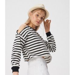 Bluza typu cold shoulder - Wielobarwny. Szare bluzy damskie Sinsay, s, bez wzorów, bez rękawów, bez kaptura. Za 49,99 zł.