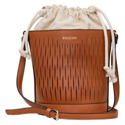 Torebka "Fashion" w kolorze brązowym - (S)20 x (W)20 x (G)16 cm. Pomarańczowe torebki klasyczne damskie Puccini, w paski, ze skóry, na ramię, bez dodatków. W wyprzedaży za 109,95 zł.
