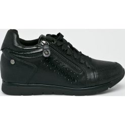 XTI - Buty. Czarne koturny damskie Xti, bez obcasa, na obcasie, na sznurówki. W wyprzedaży za 169,90 zł.