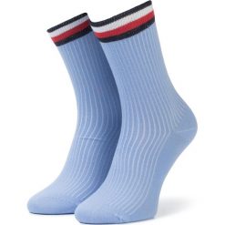 Skarpety Wysokie Damskie TOMMY HILFIGER - 383004001 Midnight Blue 563. Niebieskie skarpetki damskie TOMMY HILFIGER, bez wzorów, z elastanu. W wyprzedaży za 19,00 zł.