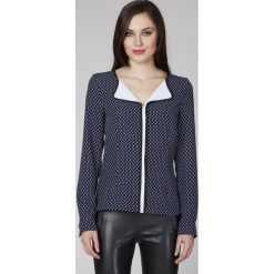 Bluzki damskie: Wzorzysta Elegancka Bluzka z Kontrastową Lamówką