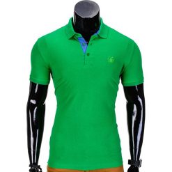 Koszulka męska polo bez nadruku S837 - zielona. Zielone koszulki męskie Ombre Clothing, s, z nadrukiem, klasyczne, bez rękawów. Za 19,00 zł.