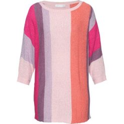Sweter z rękawami typu nietoperz bonprix dymny koralowy - pastelowy jasnoróżowy. Różowe swetry damskie bonprix, bez wzorów, bez rękawów, bez kaptura. Za 59,99 zł.