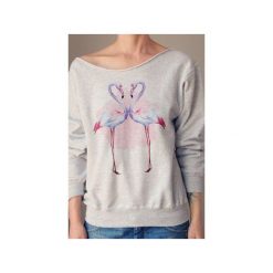 Flamingi gruby oversize z. Szare bluzy damskie One mug a day, xxl, z nadrukiem, z bawełny, bez rękawów, bez kaptura. Za 129,00 zł.