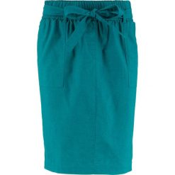 Spódnica lniana z wiązanym paskiem bonprix kobaltowo-turkusowy. Niebieskie spódniczki damskie bonprix, bez wzorów. Za 74,99 zł.