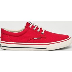 Tommy Jeans - Tenisówki. Czerwone tenisówki męskie marki Tommy Jeans, z jeansu, na sznurówki. Za 269,90 zł.