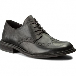 Półbuty FLY LONDON - Hughfly P143933000 Black. Czarne buty wizytowe męskie Fly London, bez wzorów, ze skóry, eleganckie, bez zapięcia. W wyprzedaży za 359,00 zł.