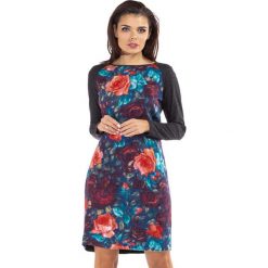 Sukienka w kolorze ciemnoszarym ze wzorem. Szare sukienki damskie Far Far Fashion, Ryłko by Agnes&Paul, na co dzień, bez wzorów, z okrągłym kołnierzem, z długim rękawem, długie, maxi, proste. W wyprzedaży za 104,95 zł.