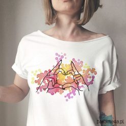 S-XXL Rączki serduszka Oversize Biały. Białe t-shirty damskie Pakamera, s, z nadrukiem, z bawełny, bez kołnierzyka. Za 85,00 zł.