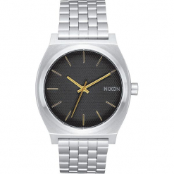 Zegarek kwarcowy "Time Teller" w kolorze czarno-srebrnym. Szare, analogowe zegarki męskie marki Nixon, srebrne. W wyprzedaży za 159,95 zł.