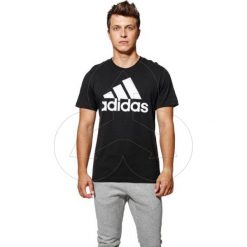 Koszulka ADIDAS męska czarna CD4864. Czarne koszulki sportowe męskie Adidas, m, w paski, z bawełny, z okrągłym kołnierzem, krótkie. Za 79,99 zł.
