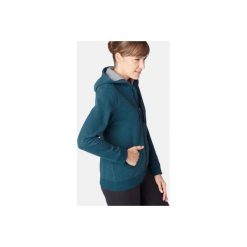 Bluza na zamek z kapturem Gym & Pilates 520 damska. Niebieskie bluzy damskie DOMYOS, m, bez wzorów, z elastanu, bez rękawów, z kapturem. Za 59,99 zł.