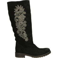 Kozaki - GD048 SER BLA. Czarne buty zimowe damskie Venezia, ze skóry. Za 269,00 zł.