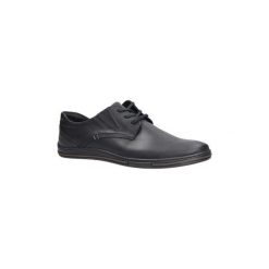 Buty Casu Czarne półbuty skórzane sznurowane J-27/10/908. Czarne trampki męskie Casu, bez wzorów, na sznurówki. Za 149,99 zł.