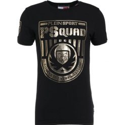 Plein Sport ROUND NECK Tshirt z nadrukiem black/gold. Czarne koszulki polo męskie Plein Sport, xxl, z nadrukiem, z elastanu. W wyprzedaży za 503,40 zł.