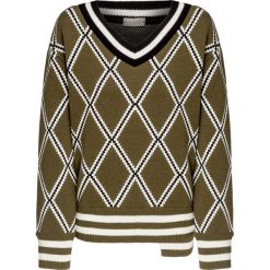 Sweter MRZ Brązowy|Zielony. Pomarańczowe swetry klasyczne damskie marki MRZ, w prążki, z wełny, klasyczne, z klasycznym kołnierzykiem. Za 2331,00 zł.