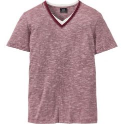 T-shirty męskie: T-shirt z dekoltem w serek Regular Fit bonprix czerwony klonowy melanż
