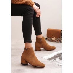 Camelowe Botki Alberta. Brązowe botki damskie Born2be, na niskim obcasie, na obcasie, na zamek. Za 129,99 zł.