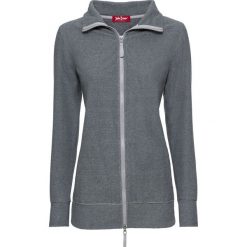 Bluza rozpinana z polaru bonprix szaro-czarny w paski. Szare bluzy damskie bonprix, w paski, z polaru, bez rękawów, bez kaptura. Za 44,99 zł.