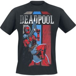 T-shirty męskie z nadrukiem: Deadpool Retro Stripes T-Shirt czarny