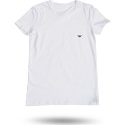 T-SHIRT EMPORIO ARMANI. Białe t-shirty męskie xl, z nadrukiem, z elastanu, z okrągłym kołnierzem. Za 169,00 zł.