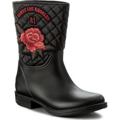 Kalosze GUESS - Romy FLROW3 RUB11 BLACK. Czarne buty zimowe damskie marki Guess, z aplikacjami, z materiału. W wyprzedaży za 269,00 zł.
