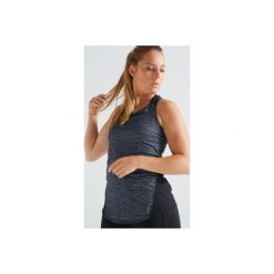 Top fitness 120 damski. Białe topy damskie DOMYOS, bez wzorów, z elastanu, bez kołnierzyka. Za 29,99 zł.